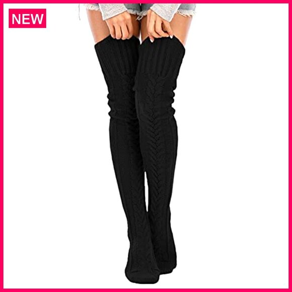 Extra Long Cable Knit Thigh High Socks Winter Boot Stockings Leg Warmers - Picture 2 of 6